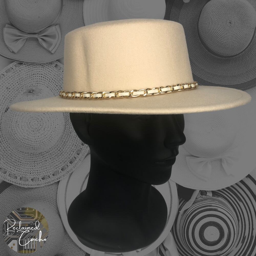 Riah Fashion Ivory Boater Hat
